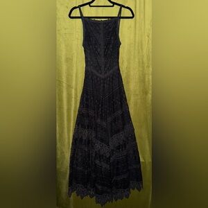 Lace Open Back Black Dress, S